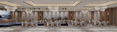 现代酒店宴会厅3D模型下载